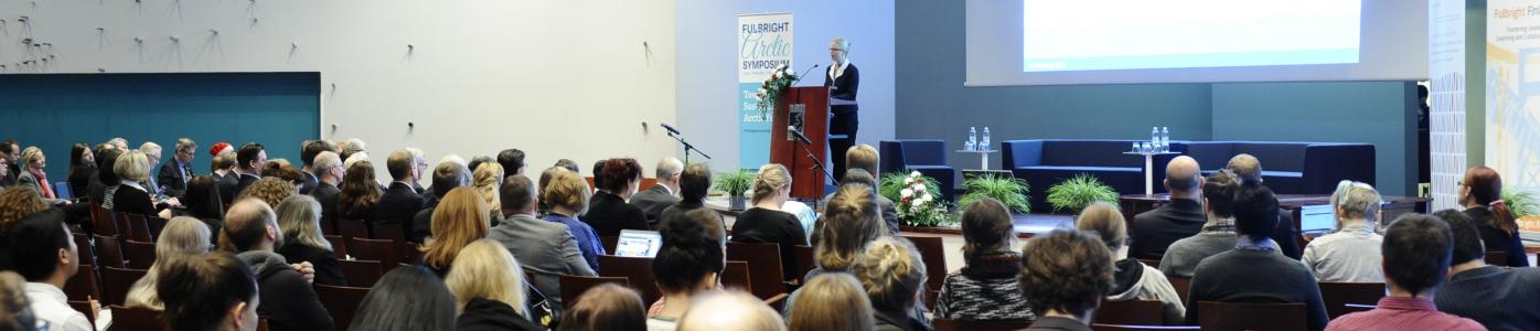 Wide shot of the audience of the 2016 Fulbright Arctic Symposium at the University of Oulu